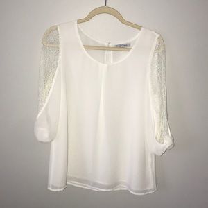 3/4 length sleeve white blouse